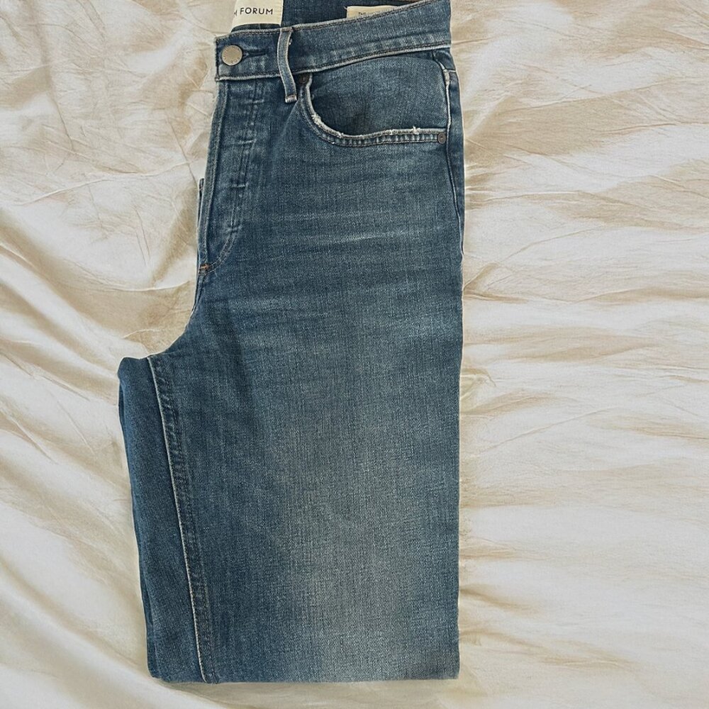 Denim Forum Arlo High-Rise Straight Jeans – Medium Wash, 27